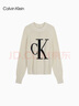 Calvin KleinJeans25秋冬新款女士?jì)?yōu)雅通勤ck字母提花純棉圓領(lǐng)打底衫針織衫 UB1-太空黑 S 曬單實(shí)拍圖