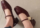 渝鼎福氣質(zhì)粗跟單鞋女 夏季2025新款法式絕美瑪麗珍鞋紅色婚鞋小皮鞋 瑪麗珍鞋【酒紅色 37】 曬單實(shí)拍圖