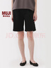 無(wú)印良品（MUJI）女式 粗細不均棉線(xiàn)絲光斜紋抽褶中褲 褲子女款25年夏季短褲女裝 黑色 M （160/66A） 曬單實(shí)拍圖