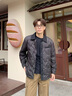 gxgjeans男裝 襯衫式菱格設計羽絨服休閑外套25年春新品 黑色 L (175) 曬單實(shí)拍圖