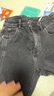 森馬（Semir）[陳都靈同款]牛仔褲女復(fù)古時(shí)尚港風(fēng)合體喇叭褲103124124016A 曬單實(shí)拍圖