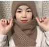 恒源祥帽子女2025秋冬雙層手工加絨加厚連體圍巾風(fēng)雪帽護耳護頸保暖抗風(fēng) 卡其色#[加厚松鼠絨] 曬單實(shí)拍圖
