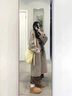她芙（tafu）品牌女裝毛呢外套女2025冬季新款小個(gè)子赫本風(fēng)氣質(zhì)牛角扣呢子大衣 淺灰色 M 曬單實(shí)拍圖