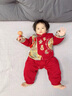 G.DUCKKIDS小黃鴨嬰兒連體衣春秋中國風(fēng)新生兒衣服滿(mǎn)月百天男女寶寶周歲禮服 紅色連體衣 66cm 66碼0-3月建議寶寶4-6公斤 曬單實(shí)拍圖