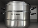 蘇泊爾SUPOR 好幫手304不銹鋼雙層復底32cm蒸鍋湯鍋高拱蓋蒸籠SZ32B5 曬單實(shí)拍圖