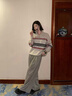 SAME FLOW費爾島提花圖案半高拉鏈女裝寬松秋冬季新款慵懶女針織衫毛衣上衣 暖白色 S 曬單實(shí)拍圖