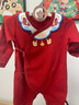 優(yōu)奇嬰兒滿(mǎn)月百天和尚服新生兒紅色衣服寶寶0-3月衣服純棉綁帶哈衣 紅色【不含配飾】 52cm 曬單實(shí)拍圖