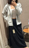 無(wú)印良品（MUJI）女式水洗人字紋直筒裙長(cháng)半身裙女純棉25年秋季裙子女裝 卡其綠 M (160/66A) 曬單實(shí)拍圖