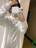 純棉圓領(lǐng)長(cháng)袖T恤女春秋冬白色疊穿上衣純色基礎款寬松內搭打底衫 白色 M 曬單實(shí)拍圖