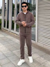 JASONWOOD輕奢冬天跑步套裝男春秋款垂順絲滑連帽潮流新款男士運動(dòng)套裝秋冬 灰褐色 [官方正品] XL [順豐空運] 曬單實(shí)拍圖