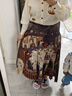 兩三事楓火閱川 2025秋季新款復古印花不規則百褶裙高腰半身裙 棕咖色 M 曬單實(shí)拍圖
