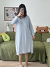 NEIYIN睡裙女士帶胸墊睡衣長(cháng)袖可外穿2025年新款家居服秋冬季 水藍色 曬單實(shí)拍圖