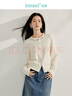 茵曼（INMAN）開(kāi)衫毛衣女氣質(zhì)千金風(fēng)釘珠圓領(lǐng)2025春秋女裝新款洋氣短針織外套 米白色 L 曬單實(shí)拍圖