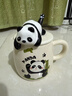 品喻（PINYU）杯子馬克杯咖啡杯陶瓷杯水杯家用大容量帶蓋帶勺沖泡杯招手熊貓 曬單實(shí)拍圖