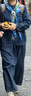 衣典零一（LEDIALYI）牛仔兩件套裝女2025春秋季新款中年休閑高級感洋氣質(zhì)寬松闊腿褲子 淺藍色 M （建議100-115斤） 曬單實(shí)拍圖