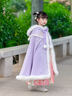 貝優(yōu)可古月漢服女童冬款兒童中長(cháng)款加絨加厚連帽大斗篷女孩保暖披風(fēng)外套 紫色 均碼 L（建議身高120-150左右） 曬單實(shí)拍圖