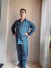 路讓宋睡衣男士秋冬季長(cháng)袖長(cháng)褲休閑格子可外穿家居服套裝四季簡(jiǎn)約新款 藍色 XL 【推薦120-140斤】 曬單實(shí)拍圖