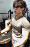 牧唯鯊魚(yú)紋收口健身短袖男夏季顯肌肉運動(dòng)緊身訓練服速干彈力修身T恤 灰色 上身一秒顯大 XL [建議130-150斤] 曬單實(shí)拍圖