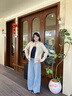 美麗衣櫥（BEAUTIFUL WARDROBE）天絲水洗牛仔褲女秋季款寬松垂感闊腿褲女休閑百搭拖地長(cháng)褲子女 曬單實(shí)拍圖