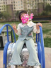 G.DUCKKIDS小黃鴨童裝女童牛仔套裝2025新款兒童洋氣春秋裝寶寶娃娃衫三件套 藍色三件套 100 (建議90-98cm 2-3周歲） 曬單實(shí)拍圖