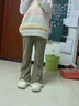 瑪米瑪卡（MOMOCO）兒童褲子秋季女童褲子甜美花邊微喇褲長(cháng)褲 02卡其   120 曬單實(shí)拍圖