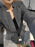 晨芙職業(yè)西裝套裝女商務(wù)OL工裝西服外套酒店經(jīng)理領(lǐng)班餐廳美容師工作服 灰色西裝+西褲 S 建議80-90斤 曬單實(shí)拍圖