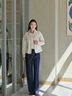 clotho Rennie品牌女裝牛仔外套女2025春秋新款小個子寬松翻領(lǐng)夾克短款氣質(zhì)上衣 奶杏色 M 曬單實拍圖
