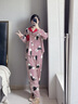 安之伴睡衣女春秋季甜美顯瘦條紋貓咪印花休閑開(kāi)衫長(cháng)袖長(cháng)褲家居服套裝 A酒紅 S 曬單實(shí)拍圖