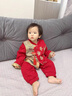 G.DUCKKIDS小黃鴨嬰兒連體衣春秋中國風(fēng)新生兒衣服滿(mǎn)月百天男女寶寶周歲禮服 紅色連體衣 66cm 66碼0-3月建議寶寶4-6公斤 曬單實(shí)拍圖