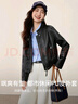 尚都比拉都市休閑立領(lǐng)PU皮皮衣女秋季小個(gè)子長(cháng)袖氣質(zhì)機車(chē)服拉鏈開(kāi)衫外套 曬單實(shí)拍圖