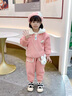 G.DUCKKIDS童裝女童套裝秋冬加絨加厚兒童服裝女孩冬裝兩件套卡通寶寶衣服 酒紅色 100 建議身高90-100cm3-4歲 曬單實(shí)拍圖