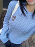 Teenie Weenie小熊女裝毛衣2025秋季新款復古學(xué)院老錢(qián)風(fēng)絞花針織衫 淺藍色 M 曬單實(shí)拍圖