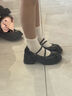 茯見(jiàn)黑色圓頭高跟厚底小皮鞋女2025新款秋季百搭復古法式瑪麗珍鞋單鞋 黑色亮光 38 曬單實(shí)拍圖