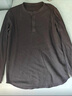 優(yōu)衣庫男裝女裝情侶華夫格亨利領(lǐng)套頭衫長(cháng)袖T恤25秋冬新款479784 09 黑色 L 曬單實(shí)拍圖