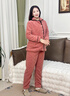 莫代爾秋冬季珊瑚絨睡衣女加絨加厚大碼保暖冬天法蘭絨中老年家居服套裝 麥穗心型字母-豆沙粉 M (155) 曬單實(shí)拍圖