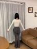 南啵丸微喇叭瑜伽褲女假兩件遮擋裙屁簾高腰提臀運動(dòng)健身褲普拉提訓練服 微喇叭瑜伽褲【深灰色】 L【建議105-130斤】 曬單實(shí)拍圖