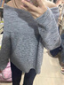 妙奕嘉一字肩毛衣女灰色針織衫新款洋氣內搭外穿女人味上衣高級感慵懶風(fēng) 灰色露肩韓系慵懶風(fēng)套頭毛衣 L 【建議95-118斤】 曬單實(shí)拍圖