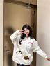 LDBE灰色小狗刺繡棒球服外套女2025新款秋季美式oversize寬松夾克上衣 白灰色【春秋薄款】 M 【80-100斤】 曬單實(shí)拍圖