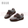 ELLE復古德訓鞋女2025秋季新款板鞋休閑女生學(xué)生百搭運動(dòng)鞋子 灰棕色 加絨 跟高4cm 38 (240mm) 標準碼 曬單實(shí)拍圖