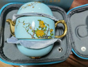 永豐源（auratic）夫人瓷西湖藍 4頭旅行茶具套裝 簡(jiǎn)易茶具便攜式包隨身茶壺泡茶 旅行茶具 4頭 曬單實(shí)拍圖