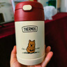 膳魔師（THERMOS）兒童保溫杯316L不銹鋼寬口燜燒杯罐輔食罐勺帶罐套學生杯上學TCFG 曬單實拍圖