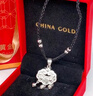 中國黃金（CHINA GOLD）足銀平安鎖銀項鏈鈴鐺女款寶寶長(cháng)命鎖吊情人節生日禮物送女朋友 平安鎖吊墜【默認黑繩-品牌禮盒】 曬單實(shí)拍圖