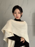 啄木鳥(niǎo)慵懶出街含羊毛三角圍巾女秋冬護頸保暖圍脖純色大披肩空調房外搭 【三角披肩】奶白色 含12%棉羊毛 曬單實(shí)拍圖