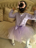 GUBPMTSHIM兒童舞蹈服夏季亮片紗裙女童練功服中國舞連體芭蕾舞裙短袖 紫色長(cháng)袖 140cm  曬單實(shí)拍圖