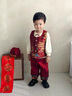 班喜迪男童漢服套裝秋裝新款嬰兒國風(fēng)唐裝寶寶周歲禮服兒童中式衣服春秋 紅色 90 cm 曬單實(shí)拍圖