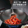 鏗鏘陸川鑄鐵炒鍋新升級家用圓底無(wú)涂層燃氣雙耳大炒菜鍋44cm 曬單實(shí)拍圖
