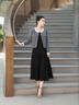 欣妃羽小香風(fēng)套裝女2025秋季新款法式優(yōu)雅氣質(zhì)外套半裙兩件套 灰+黑 M 曬單實(shí)拍圖