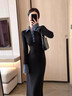 妙奕嘉長(cháng)袖連衣裙秋冬季裙子女春季2026長(cháng)裙包臀裙假兩件針織連衣裙黑色 黑色長(cháng)袖polo針織連衣裙 M 【建議90-100斤】 曬單實(shí)拍圖