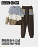 蕉內（Bananain）絨絨555H睡衣男女士保暖半邊絨拼色圓領(lǐng)長(cháng)袖長(cháng)褲情侶家居服秋冬季 巖褐拼色 XL 曬單實(shí)拍圖