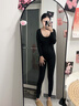 柏潮時(shí)尚連身褲運動(dòng)連衣褲長(cháng)袖瑜伽服連體衣女連體褲秋冬美式辣妹穿搭 黑色 【無(wú)胸墊】 S 【建議體重104-113】 曬單實(shí)拍圖